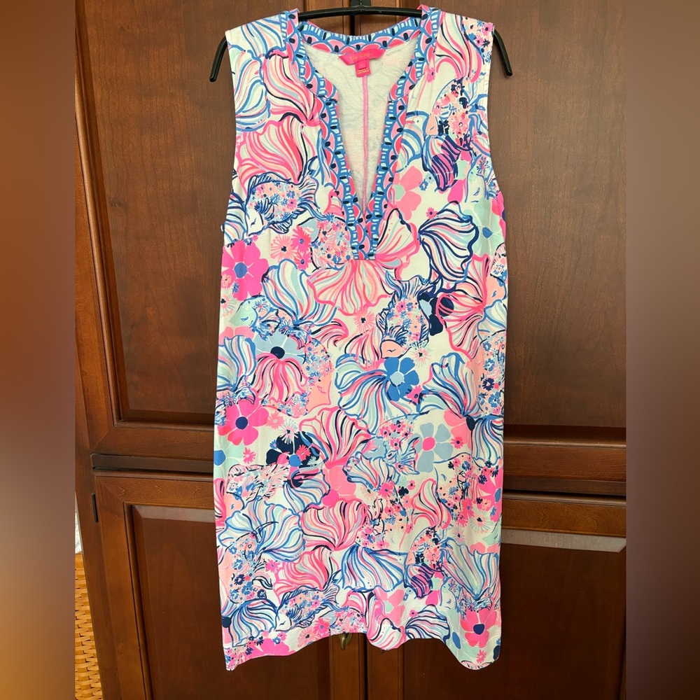 NWOT Lilly Pulitzer Camari Sleeveless Shift Prosecco Pink Make A Splash Large